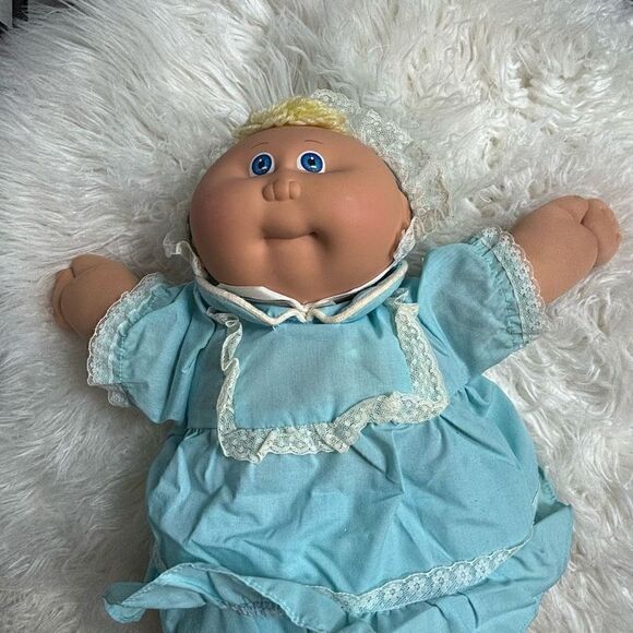 Vintage 1978 Cabbage Patch Doll Blue Eye Blond Hair Original Clothes - Picture 2 of 6